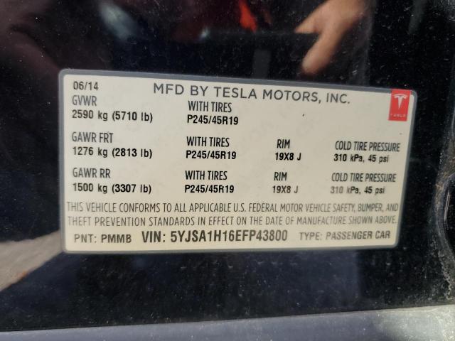 5YJSA1H16EFP43800 - 2014 TESLA MODEL S ლურჯი ფოტო 12