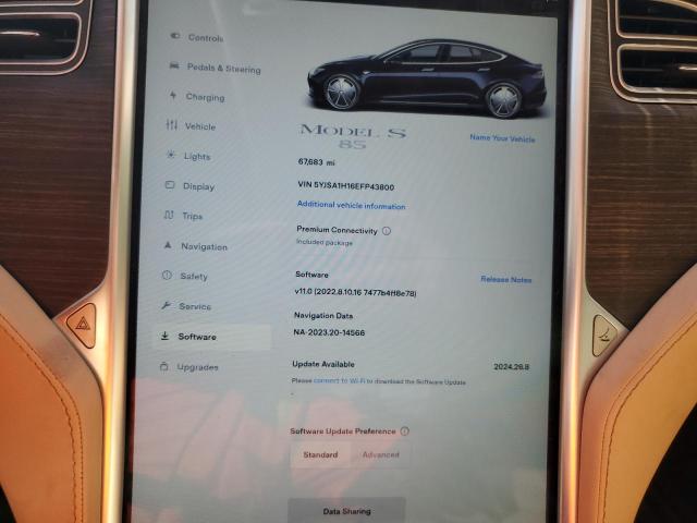 5YJSA1H16EFP43800 - 2014 TESLA MODEL S ლურჯი ფოტო 9