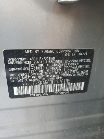 JF2SKARC0PH476185 - 2023 SUBARU FORESTER TOURING 银色 照片 12
