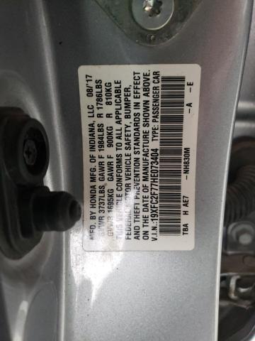 19XFC2F77HE073404 - 2017 HONDA CIVIC EX SILVER photo 13