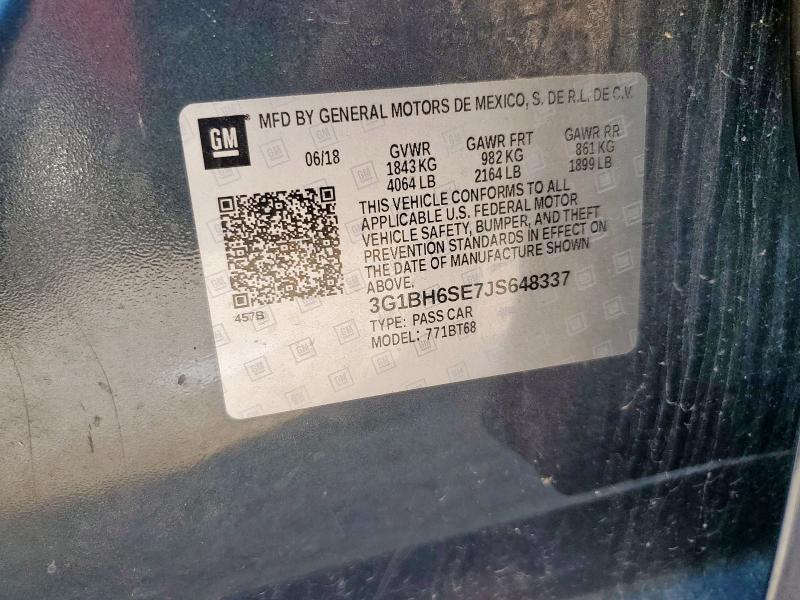 3G1BH6SE7JS648337 - 2018 CHEVROLET CRUZE LT Grafit foto 12