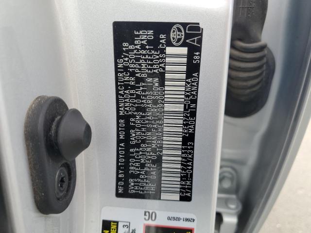 2T1BURHE6JC092000 - 2018 TOYOTA COROLLA L ვერცხლისფერი ფოტო 12