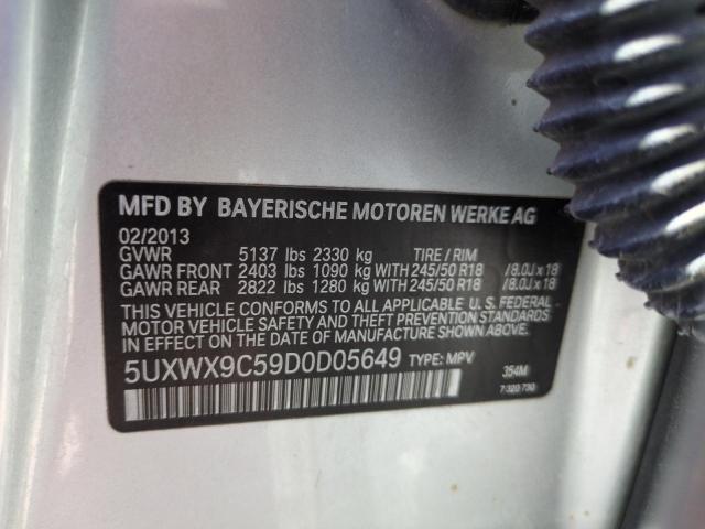 5UXWX9C59D0D05649 - 2013 BMW X3 XDRIVE28I SILVER photo 12