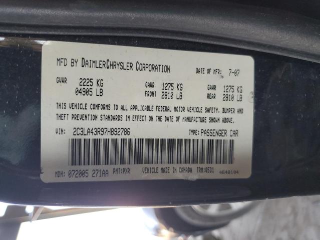 2C3LA43R97H892786 - 2007 CHRYSLER 300 BLACK photo 12
