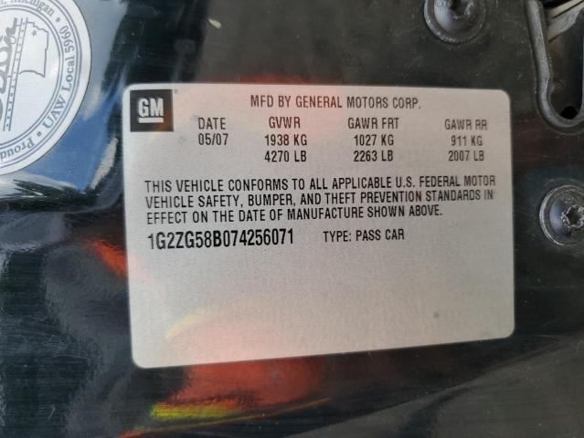 1G2ZG58B074256071 - 2007 PONTIAC G6 BASE BLACK photo 12