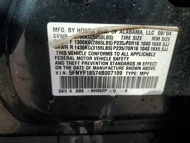 5FNYF18574B007199 - 2004 HONDA PILOT EXL GRAY photo 13