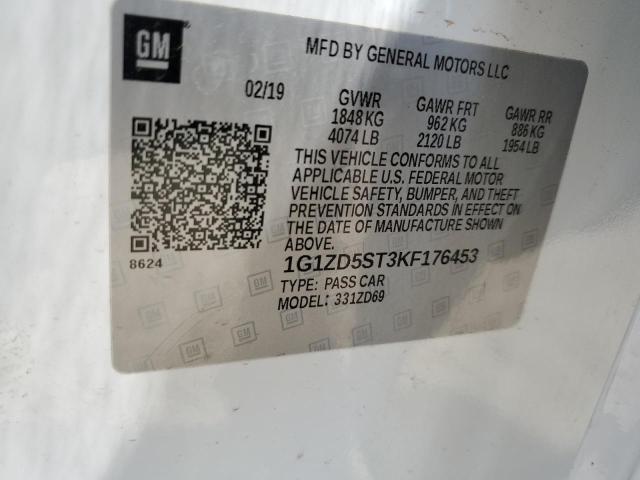 1G1ZD5ST3KF176453 - 2019 CHEVROLET MALIBU LT WHITE photo 12