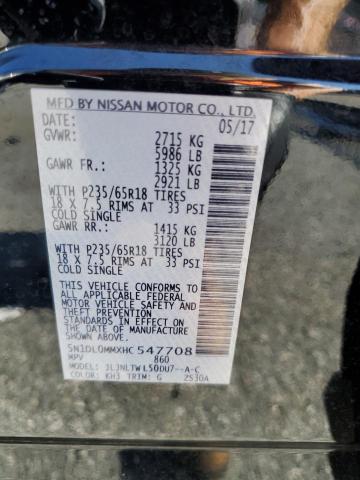 5N1DL0MMXHC547708 - 2017 INFINITI QX60 შავი ფოტო 13