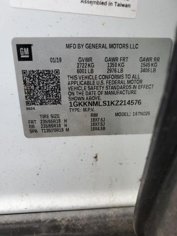 1GKKNMLS1KZ214576 - 2019 GMC ACADIA SLT-1 თეთრი ფოტო 12