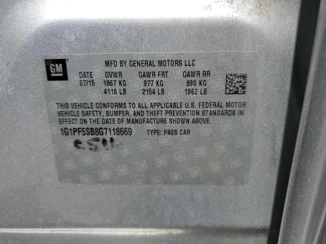 1G1PF5SB8G7118669 - 2016 CHEVROLET CRUZE LIMI LT SILVER photo 12