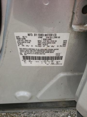 2FMDK3JC4DBC88742 - 2013 FORD EDGE SEL SILVER photo 12