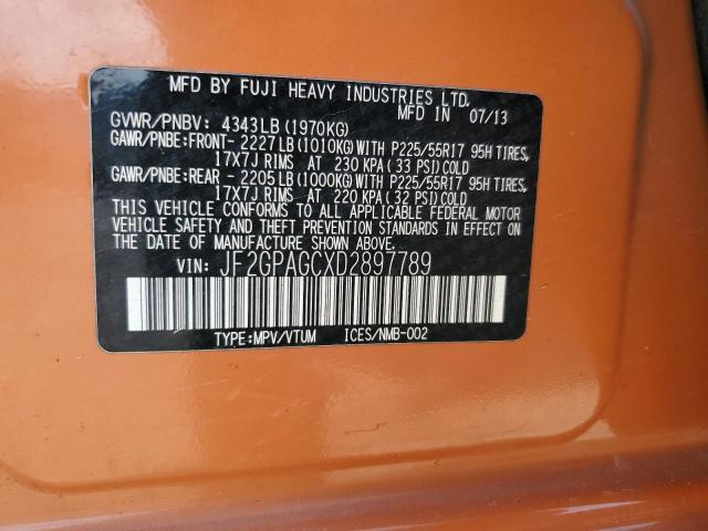 JF2GPAGCXD2897789 - 2013 SUBARU XV CROSSTR 2.0 LIMITED ORANGE photo 13