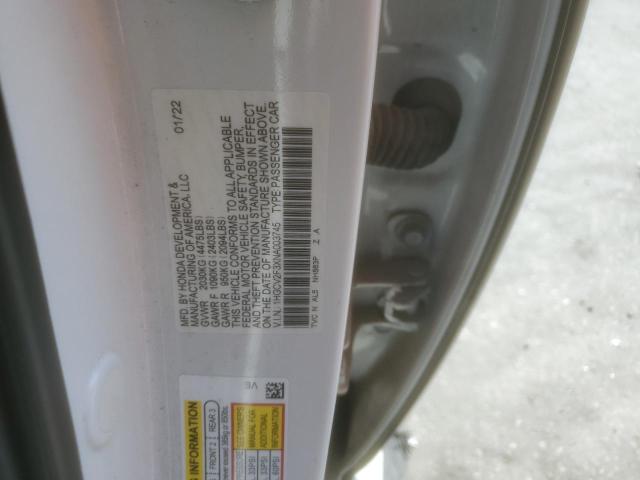 1HGCV2F3XNA003745 - 2022 HONDA ACCORD SPORT 白色 照片 12