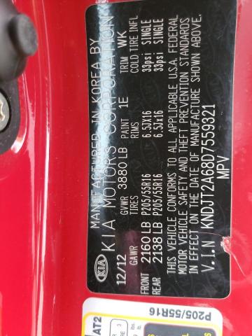 KNDJT2A68D7559321 - 2013 KIA SOUL +/!/S + RED photo 12