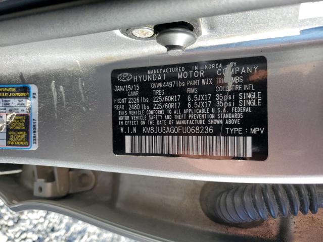 KM8JU3AG0FU068236 - 2015 HYUNDAI TUCSON LIMITED SILVER photo 13