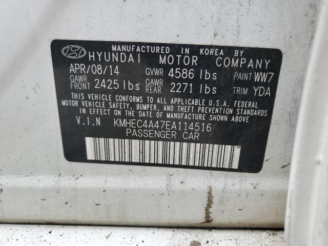 KMHEC4A47EA114516 - 2014 HYUNDAI SONATA HYBRID WHITE photo 12