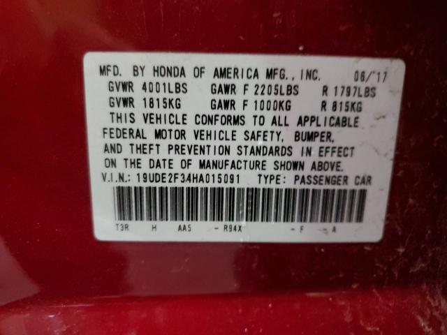 19UDE2F34HA015091 - 2017 ACURA ILX BASE WATCH PLUS RED photo 12