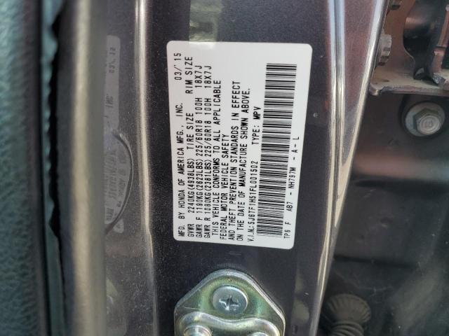 5J6TF1H51FL001502 - 2015 HONDA CROSSTOUR EXL GRAY photo 12