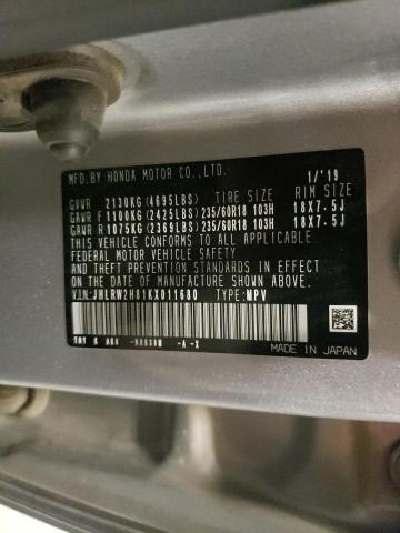 JHLRW2H81KX011680 - 2019 HONDA CR-V EXL SILVER photo 13