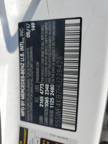 55SWF4KB7HU228426 - 2017 MERCEDES-BENZ C 300 4MATIC WHITE photo 13