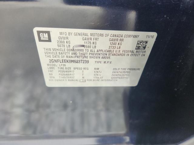 2GNFLEEK8H6237239 - 2017 CHEVROLET EQUINOX LS أزرق صورة 13