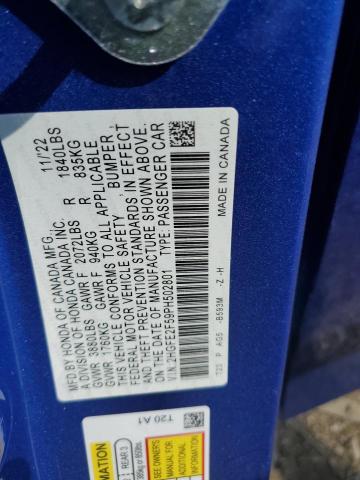 2HGFE2F59PH502801 - 2023 HONDA CIVIC SPORT 蓝色 照片 12