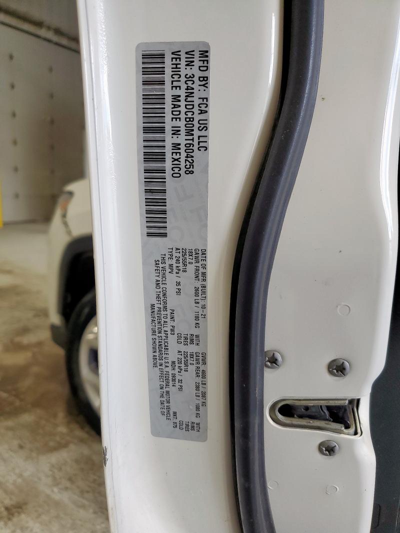 3C4NJDCB0MT604258 - 2021 JEEP COMPASS LIMITED Weiß Foto 12