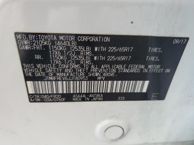 JTMBFREV6JJ180953 - 2018 TOYOTA RAV4 LE Blanco foto 13