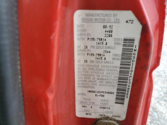 1N6SD11S1PC348883 - 1993 NISSAN TRUCK SHORT WHEELBASE RED photo 12