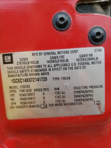 1GCEC14X97Z141729 - 2007 CHEVROLET SILVERADO C1500 CLASSIC RED photo 12