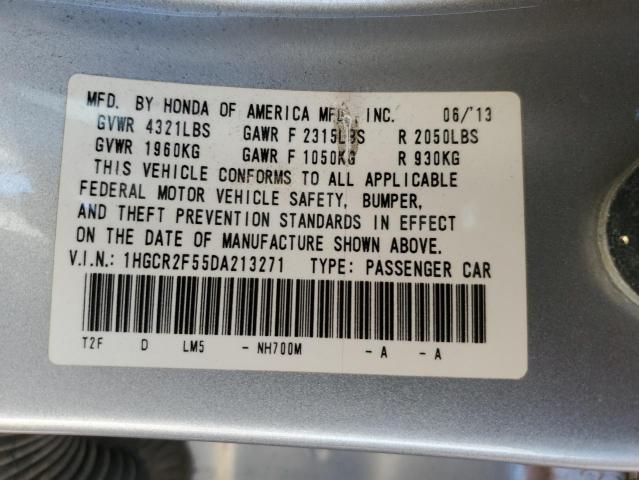 1HGCR2F55DA213271 - 2013 HONDA ACCORD SPORT 银色 照片 12