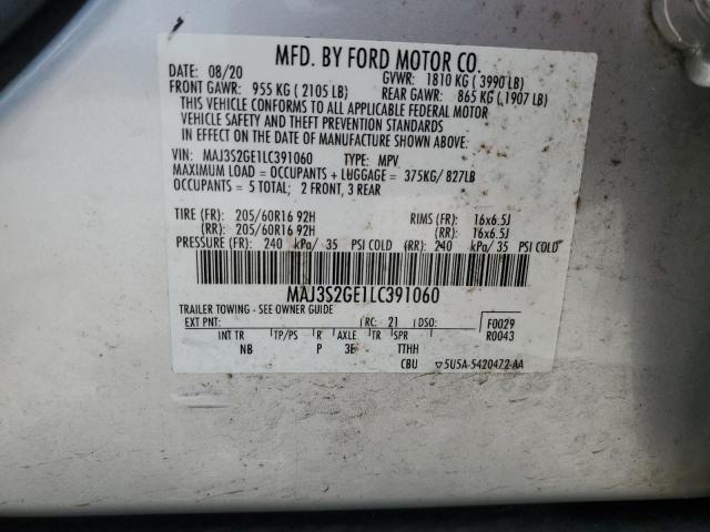 MAJ3S2GE1LC391060 - 2020 FORD ECOSPORT SE Plata foto 13
