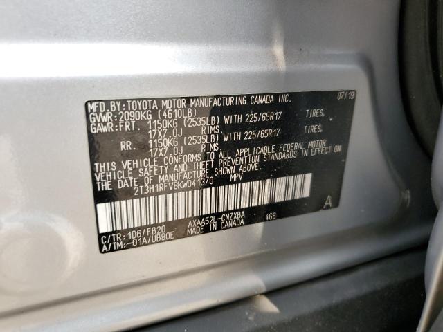 2T3H1RFV8KW041370 - 2019 TOYOTA RAV4 LE ვერცხლისფერი ფოტო 13