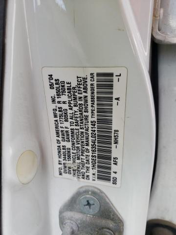 1HGES16354L024145 - 2004 HONDA CIVIC DX VP Ağ foto 12
