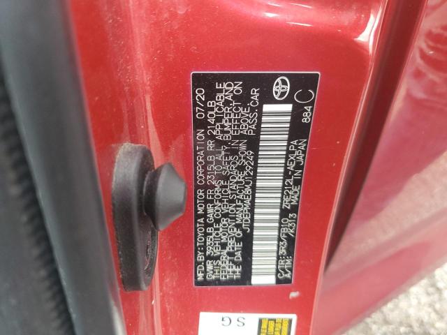 JTDEPMAE8MJ129249 - 2021 TOYOTA COROLLA LE 红色 照片 12