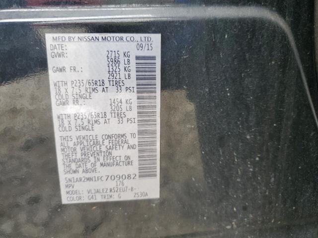 5N1AR2MN1FC709082 - 2015 NISSAN PATHFINDER S 黑色 照片 13