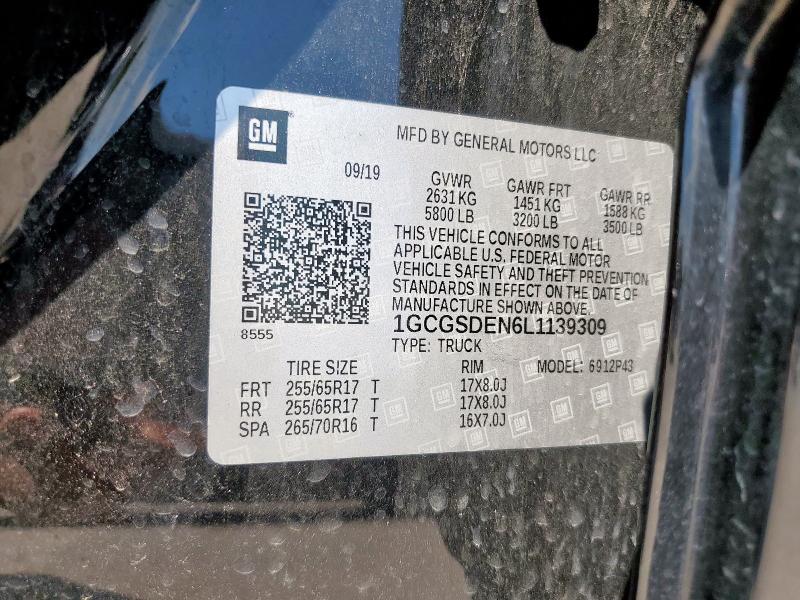 1GCGSDEN6L1139309 - 2020 CHEVROLET COLORADO Z71 BLACK photo 12