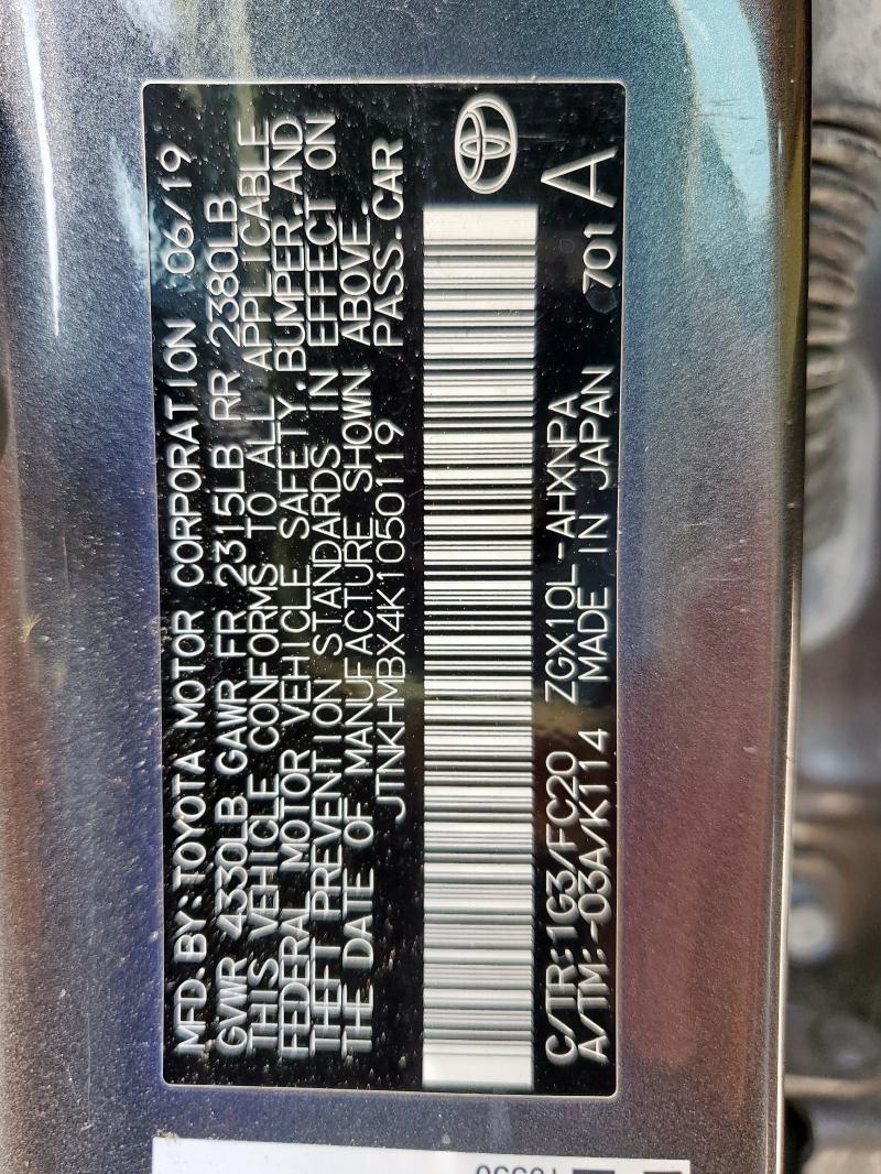 JTNKHMBX4K1050119 - 2019 TOYOTA C-HR XLE GRAY photo 13