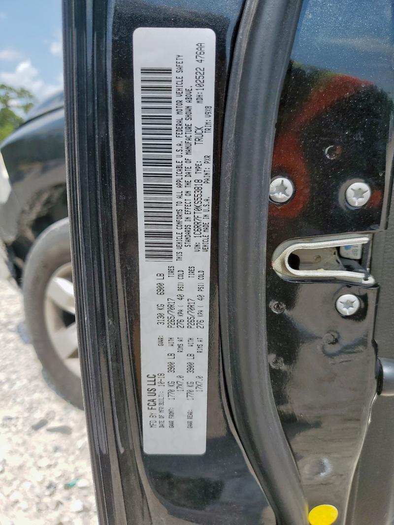 1C6RR7FT0KS553818 - 2019 RAM 1500 CLASS TRADESMAN Noir photo 13