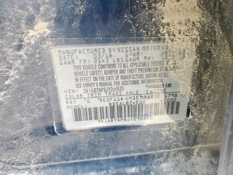 3N1AB7AP8JY290520 - 2018 NISSAN SENTRA S BLUE photo 12