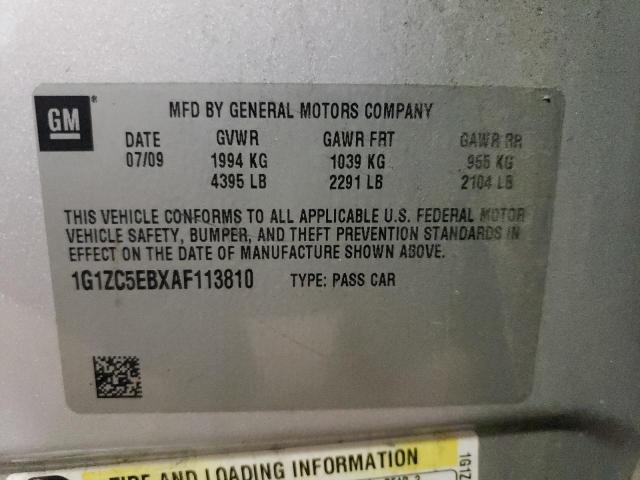 1G1ZC5EBXAF113810 - 2010 CHEVROLET MALIBU 1LT 银色 照片 12