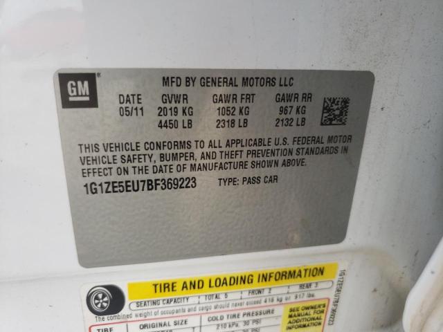 1G1ZE5EU7BF369223 - 2011 CHEVROLET MALIBU LTZ თეთრი ფოტო 12