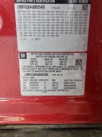 LRBFX2SA4JD025466 - 2018 BUICK ENVISION ESSENCE წითელი ფოტო 14