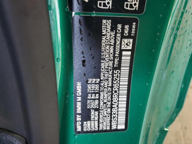 WBS33BA08RCR65255 - 2024 BMW M4 COMPETITION GREEN photo 12