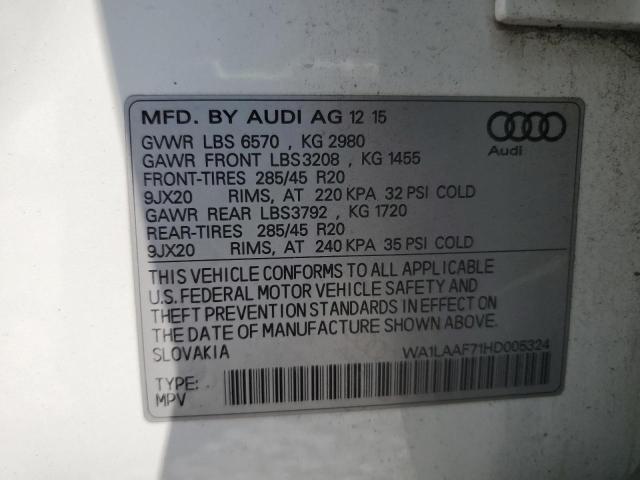 WA1LAAF71HD005324 - 2017 AUDI Q7 PREMIUM PLUS Ağ foto 13