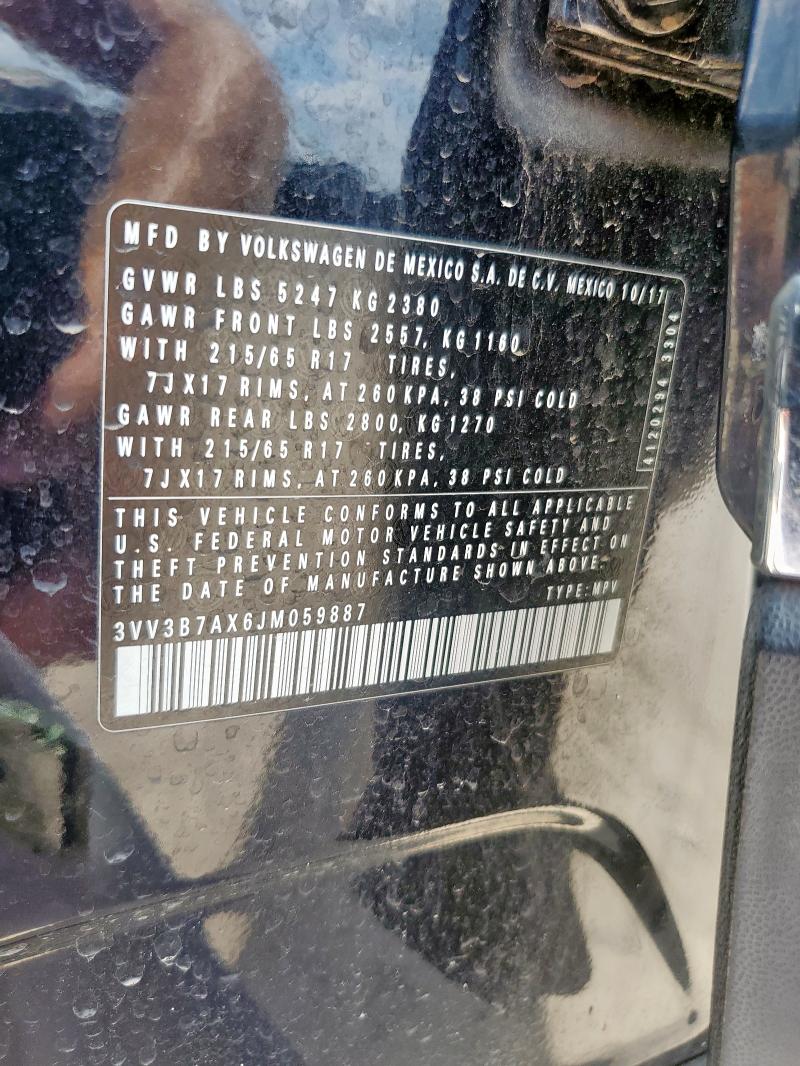3VV3B7AX6JM059887 - 2018 VOLKSWAGEN TIGUAN SE შავი ფოტო 13