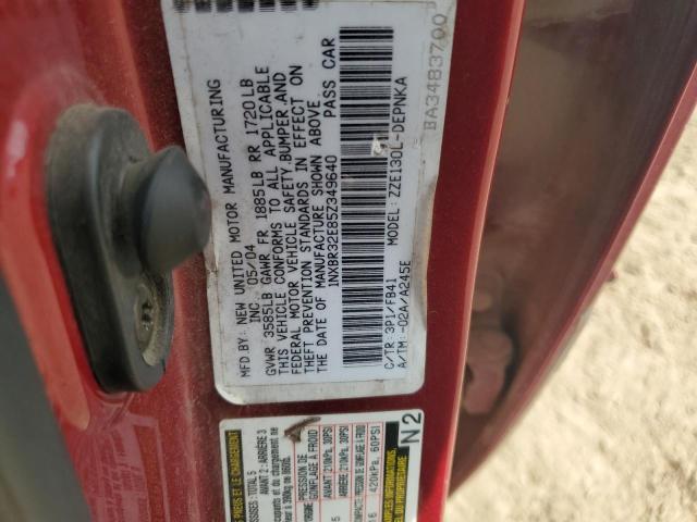 1NXBR32E85Z349640 - 2005 TOYOTA COROLLA CE RED photo 12