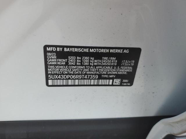 5UX43DP06R9T47359 - 2024 BMW X3 SDRIVE30I WHITE photo 12