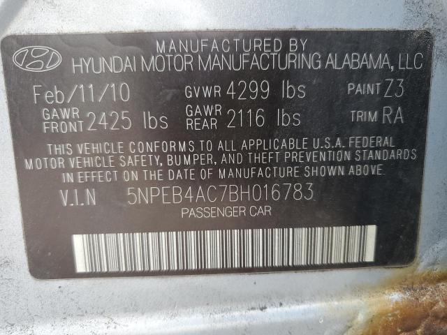 5NPEB4AC7BH016783 - 2011 HYUNDAI SONATA GLS SILVER photo 12