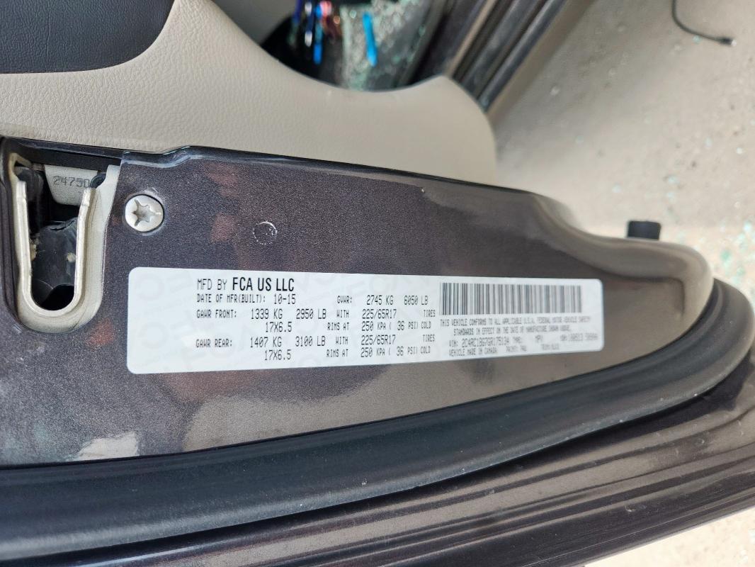 2C4RC1BG7GR175134 - 2016 CHRYSLER TOWN & COU TOURING CHARCOAL photo 13